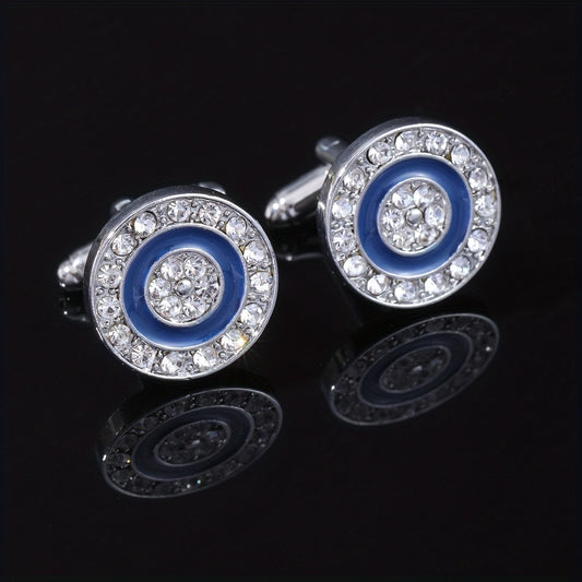 Rhinestone Round Cufflinks Suit Button Cufflinks Sleeves Shirt Studs
