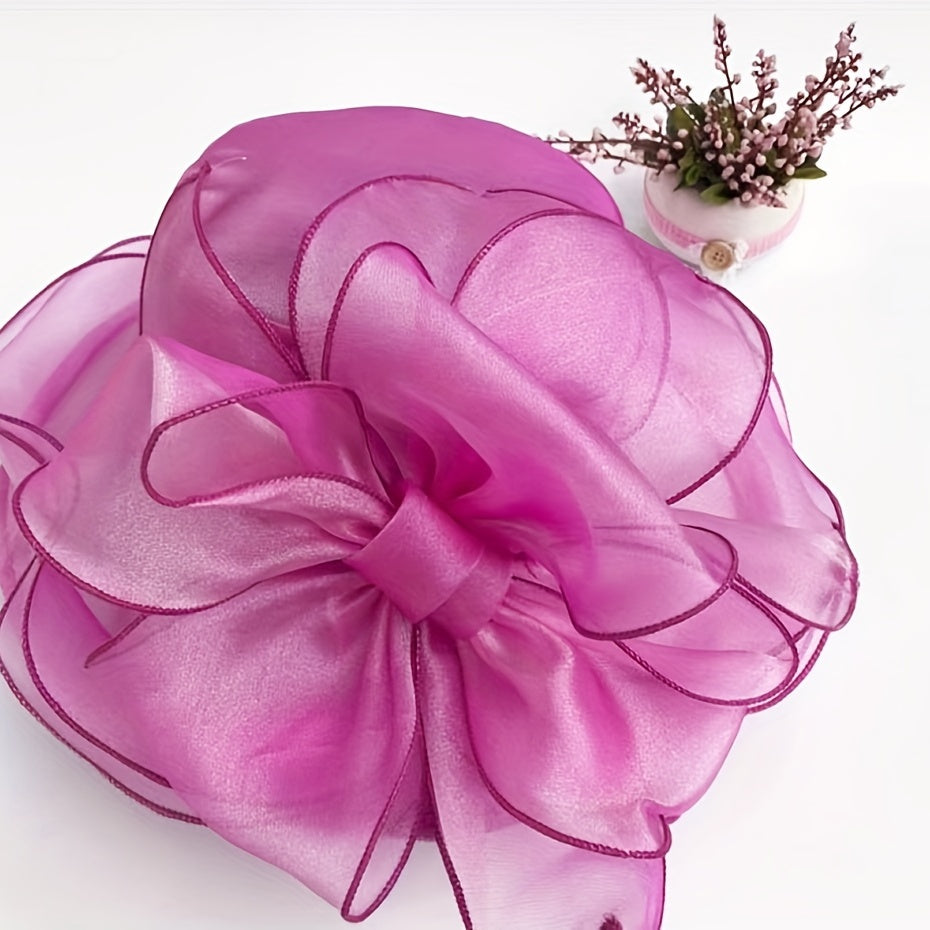 Vintage Flower Sun Hat Lightweight Adjustable Church Hat Mesh Travel Beach Hats