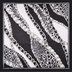 Leopard Chain Print Satin Scarf Vintage Neckerchief Head Wrap