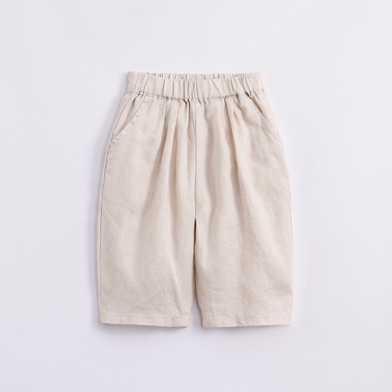 Girls Linen Cropped Pants Kids Summer Trousers