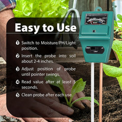3-in-1 Soil Moisture Meter for Plants Indoor Outdoor Gardening Farming