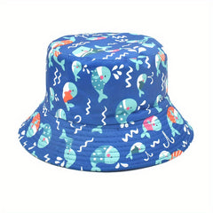 Marine Life Print Bucket Hat UV Protection Sunscreen