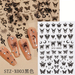 Butterfly Snake Nail Art Stickers Self Adhesive Nail Decoration