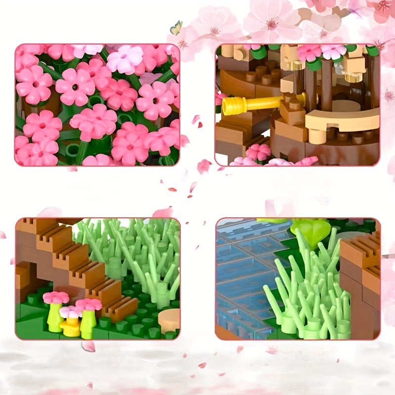 Mini Cherry Bonsai Tree Building Set - Mini Blocks Sakura Tree House Kit