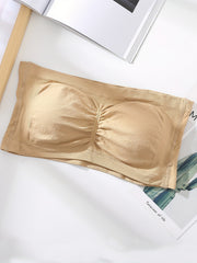 2 Pack Plus Size Tube Bra Set Women's Solid Wireless Removable Pad