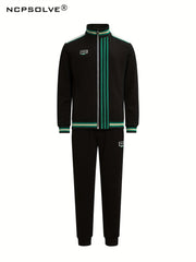 Men's 2 Piece Stand Collar Jacket and Sweatpants Set for Spring Autumn