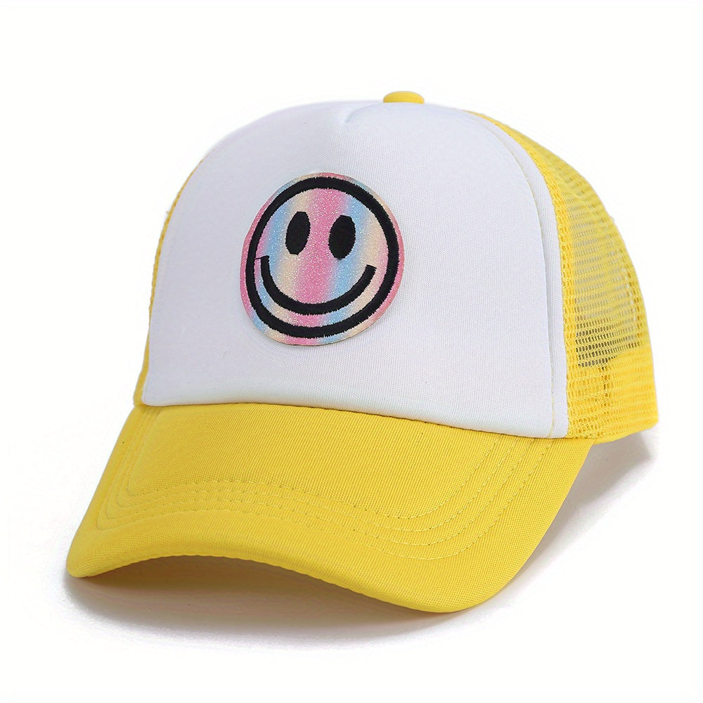 Men's Laser Happy Face Labeling Sponge Adjustable Baseball Cap