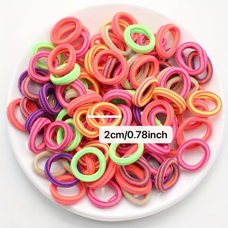 100pcs Colorful Striped Hair Ties Elastic Headbands Hair Rope