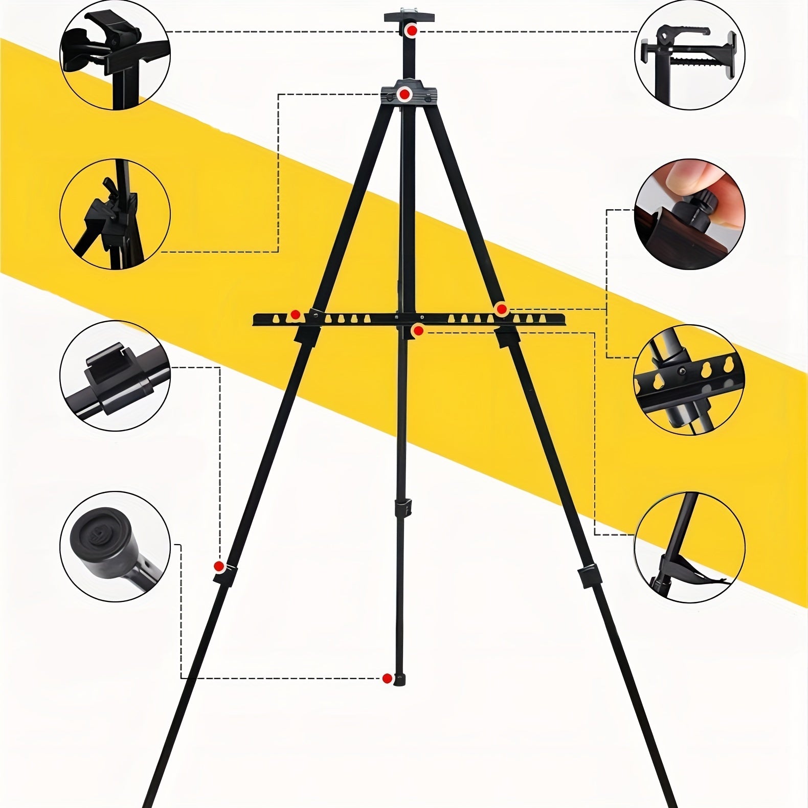 Aluminum Tripod Easel Stand Adjustable Height 21-65 in with Carry Bag