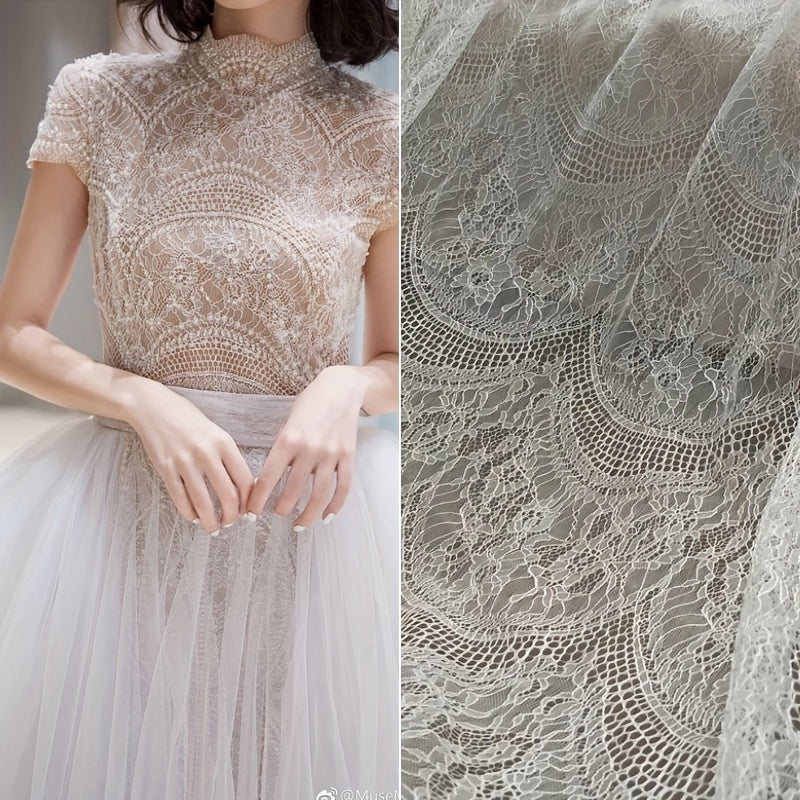 3m Long 1.5m Wide Eyelash Lace Mesh Fabric DIY Tablecloth Curtain Dress Veil