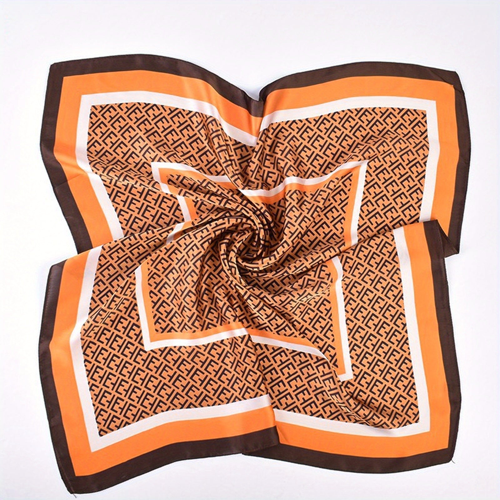 Square Scarf Frame Letter Pattern Printed Silky Scarf Headband