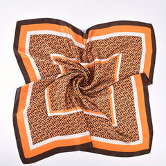 Square Scarf Frame Letter Pattern Printed Silky Scarf Headband