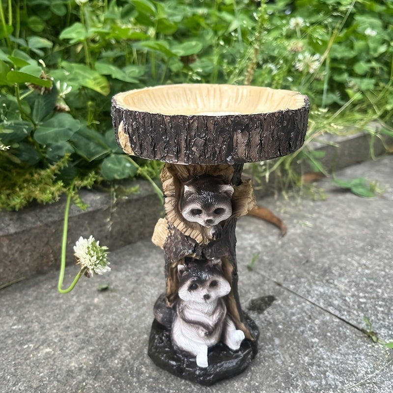 Raccoon Resin Bird Feeder Garden Ornament Decoration