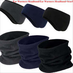 2 Pack Winter Fleece Ear Warmer Headband with Scarf Neck Gaiter
