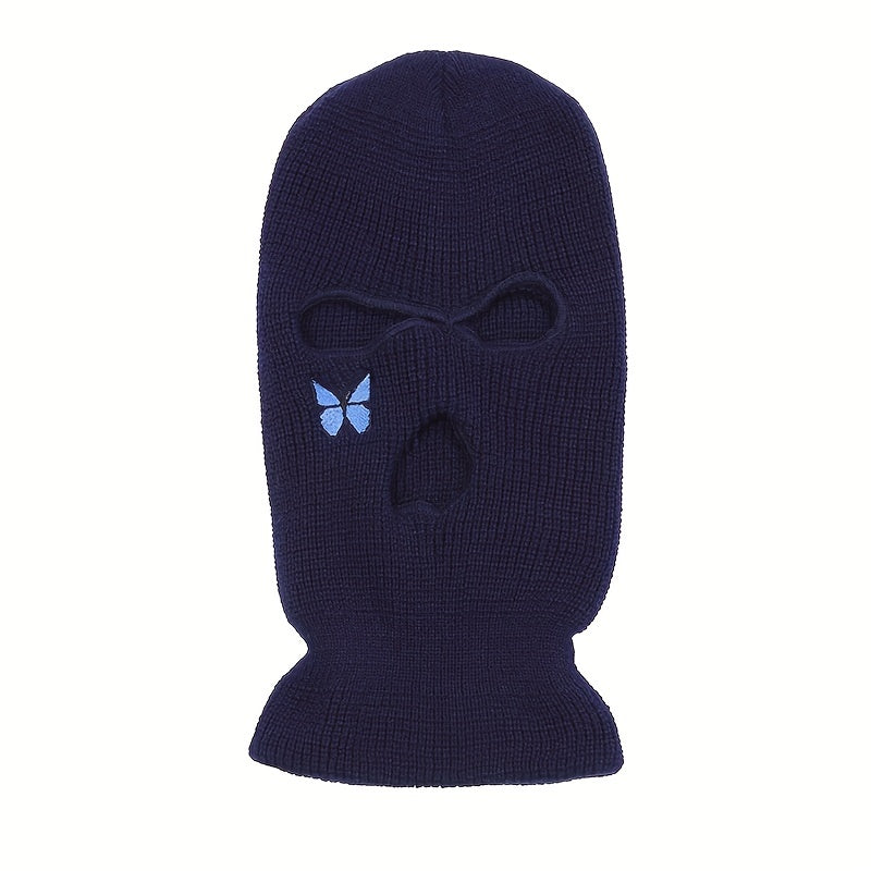 Butterfly Embroidery Y2K Balaclava Solid Ski Mask Hip Hop Knitted Mask
