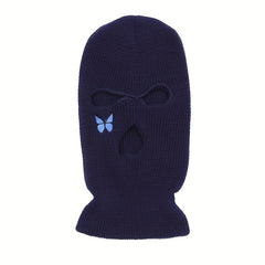Butterfly Embroidery Y2K Balaclava Solid Ski Mask Hip Hop Knitted Mask