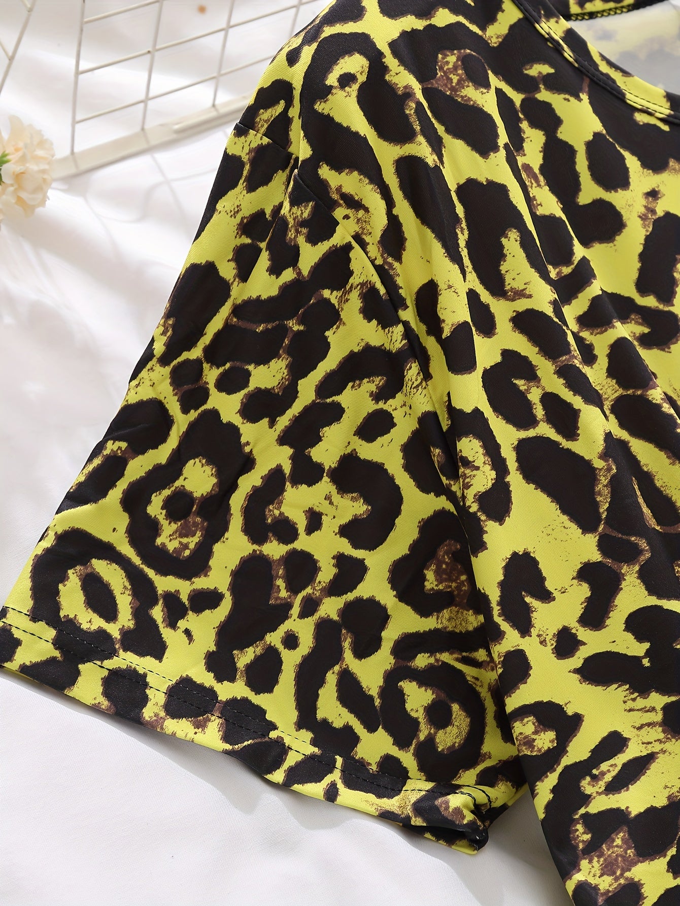  Leopard Print Short Sleeve Nightdress