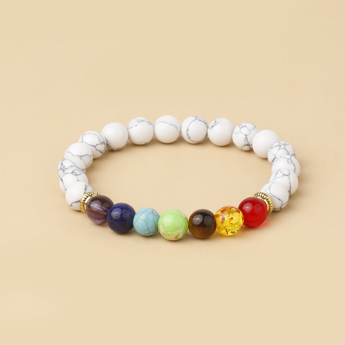7 Chakra Stone Bead Bracelet Tiger Eye Yoga Balance Men Buddha Jewelry