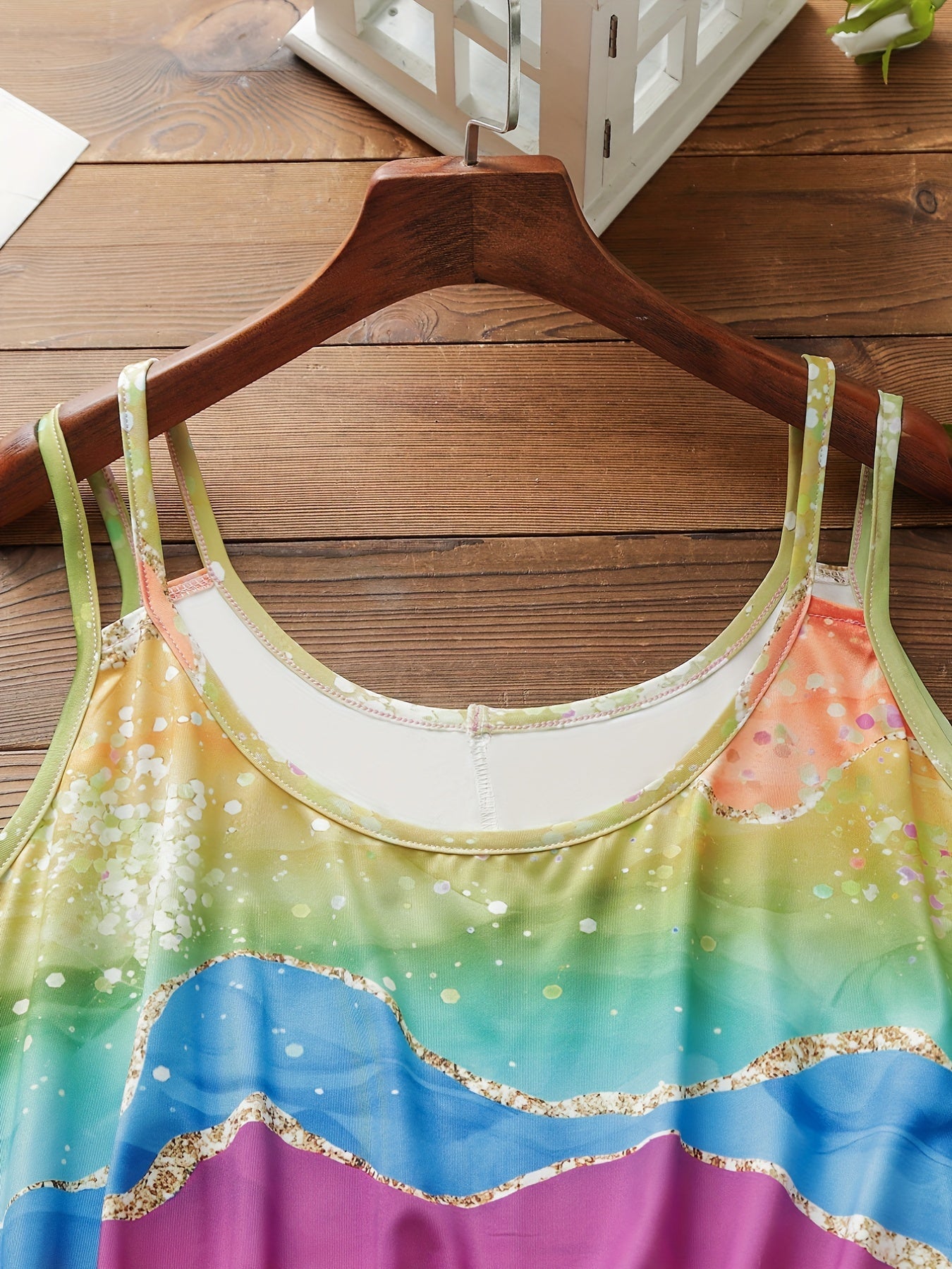  Marble Print Split Strap Tank Top