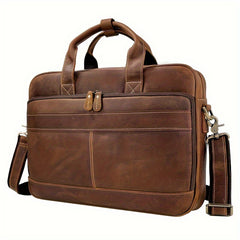 Large Capacity Retro Men's Leather Bag Crazy Horse Leather Briefcase