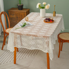 Bohemian Crochet Lace Tablecloth Retro Floral Kitchen Dining Party Wedding