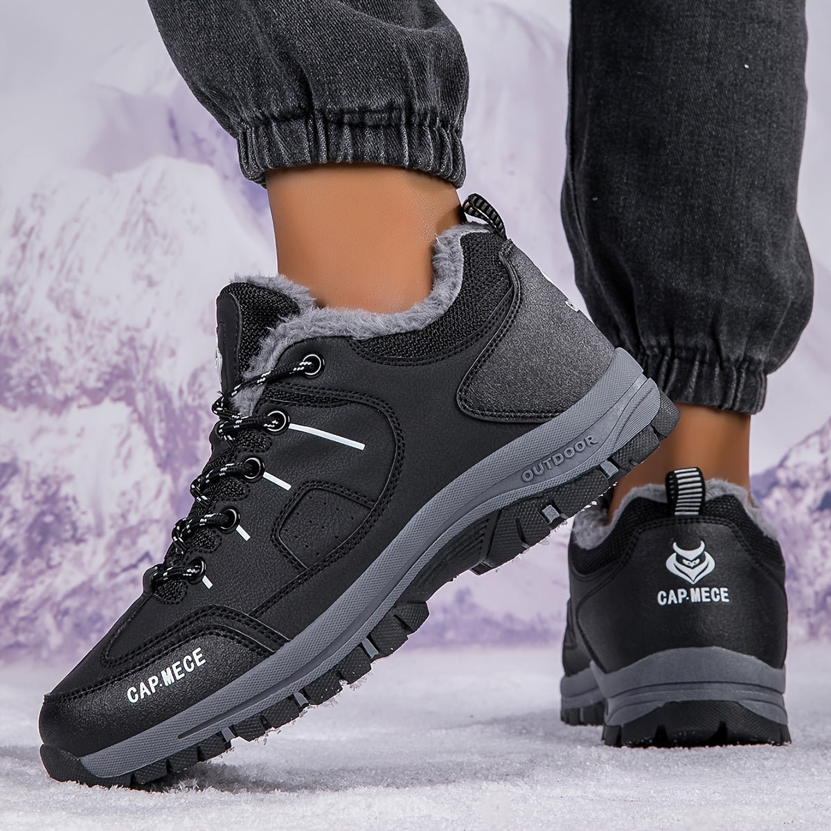 Plush Lined Furry Snow Boots Non Slip Snow Shoes