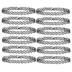 12pcs Chokers Pendant Stretch Elastic Jewelry Henna Tattoo Cosplay Hair Accesor