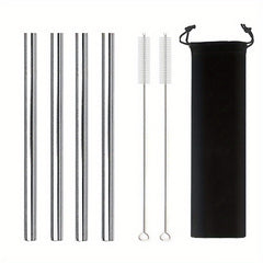 304 Stainless Steel Milk Tea Straw Set 12mm Straight Reusable Durable