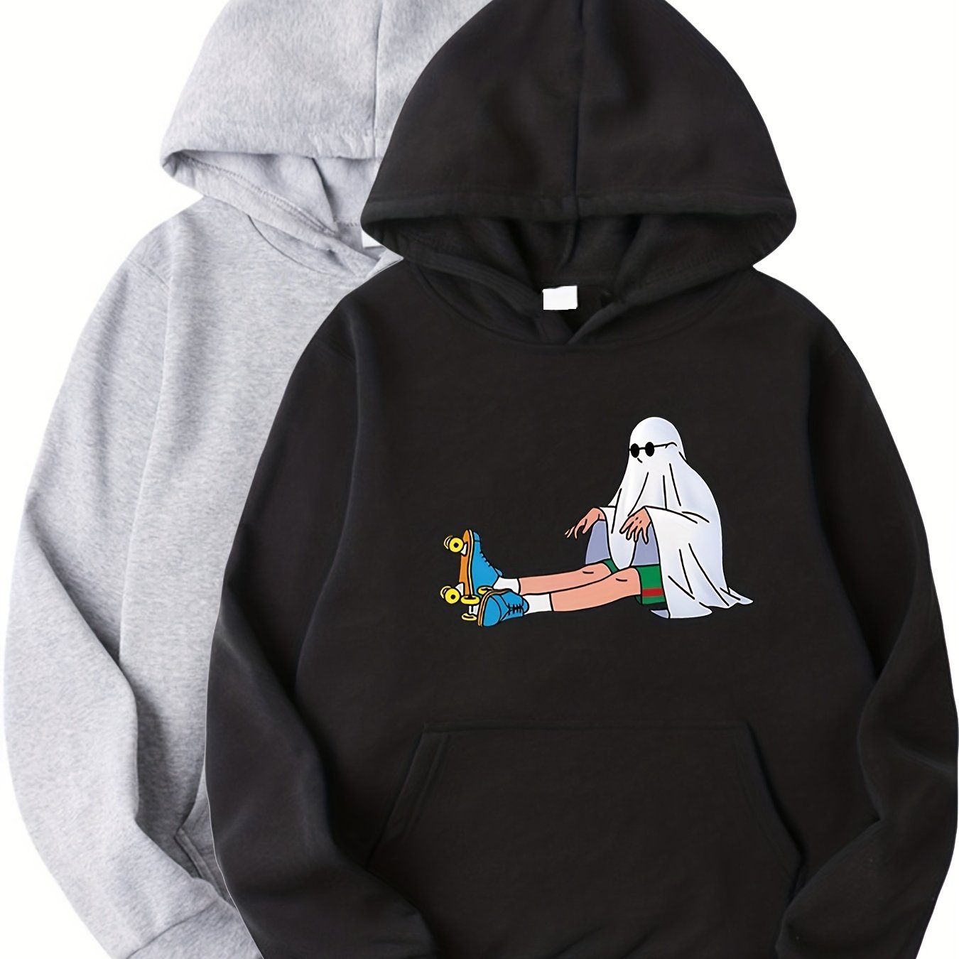 2pcs Pattern Print Boys Casual Pullover Hooded Sweatshirt