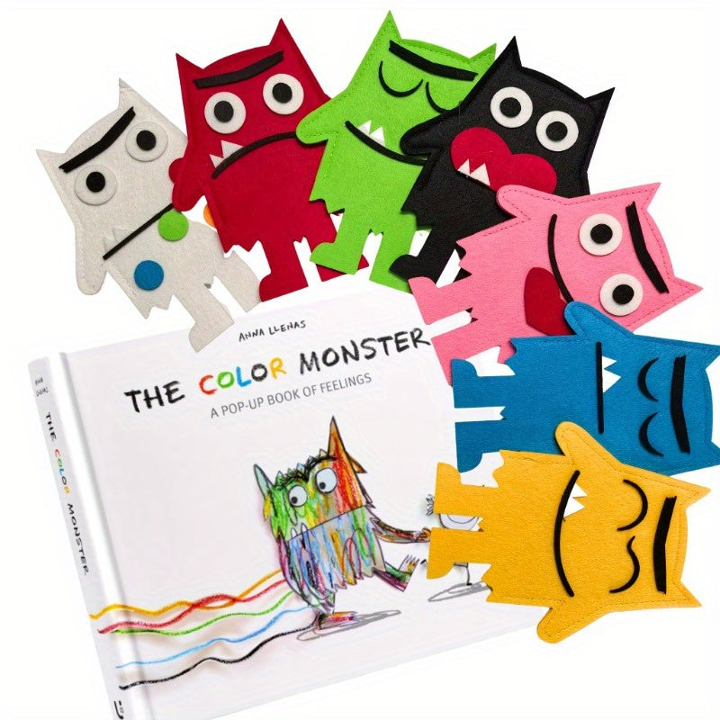 7pcs Monster Felt Puppet Set - Emotional Recognition Teaching Tools