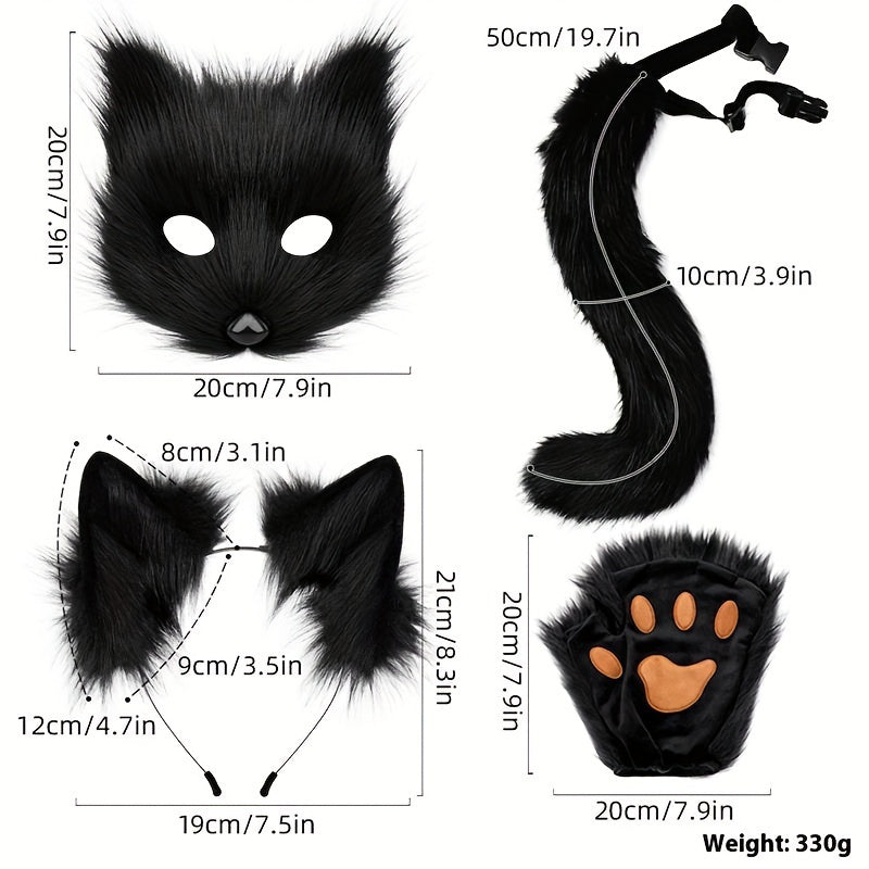 Funky Fox Costume Set for Halloween 5pcs Animal Cosplay Accessories