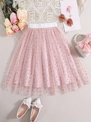 Girls Heart Graphic Mesh Tutu Skirt High Waist for Party