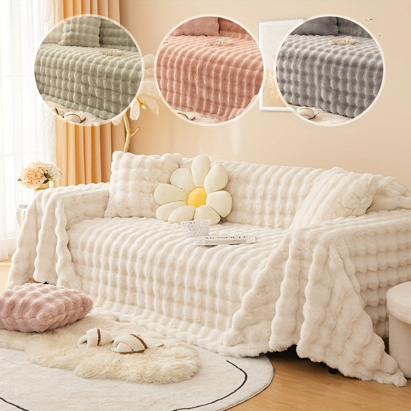 Rabbit Plush Sofa Blanket Anti-Skid Furniture Protector