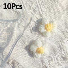10pcs Hand Hook Woolen Thread Flower Braided Puff Flower Crochet Clothing Access