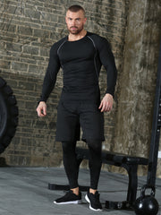 Men's 3pc Compression Suit Set Quick Dry Sweat Absorb Sports Fitness