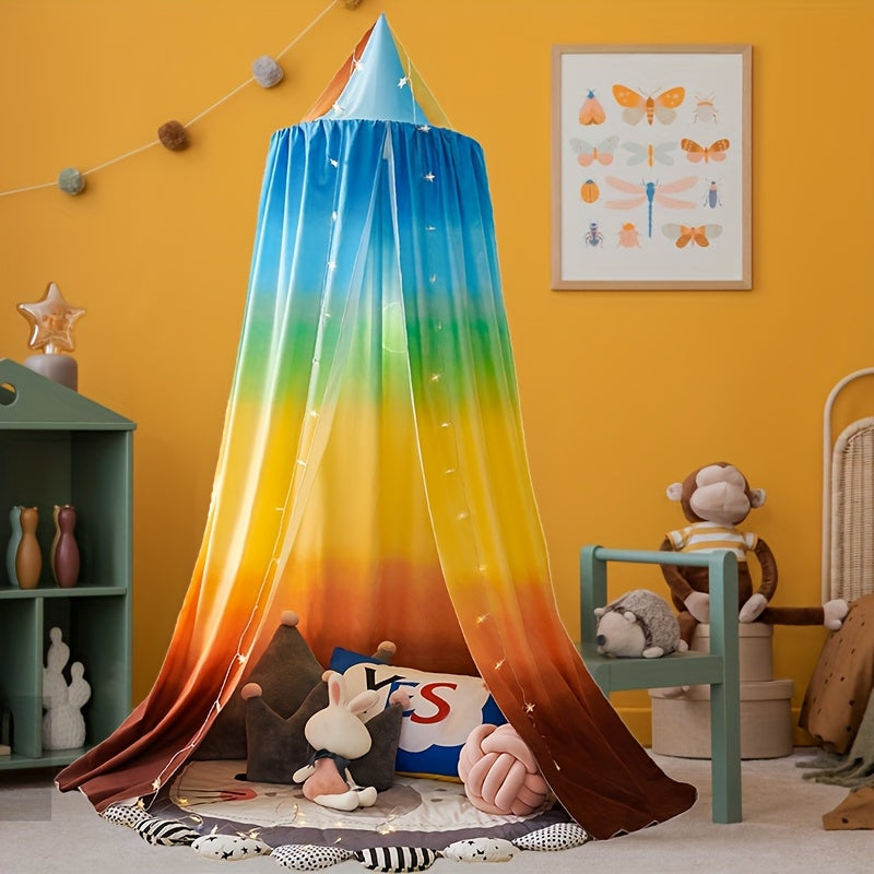 Rainbow Print Canopy Bedding Polyester Mosquito Net for Kids
