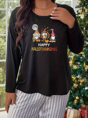  Dwarf Print Long Sleeve Pajama Top