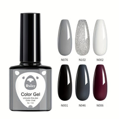 Glitter Gel Nail Polish Set - 6 Colors Soak Off No Wipe Gel Polish