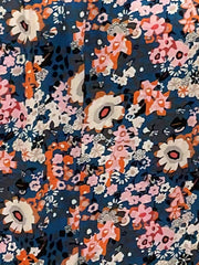 Floral Print Short Sleeve Plus Size Casual Dress with Pockets