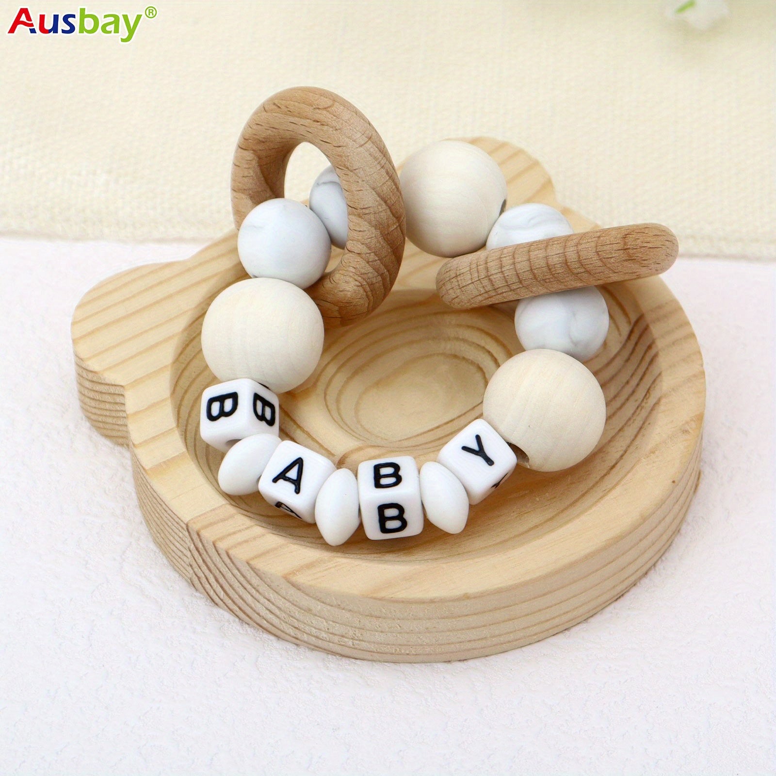 Personalized Rattle Teether Ring for Baby Boys and Girls