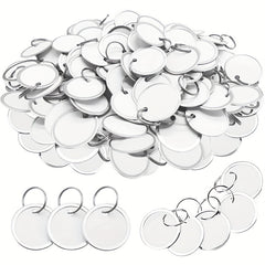 50pcs Metal Rim Key Tags 3.1 Cm Paper Labels Round Plastic Key Chain Tags