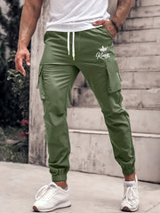 King & Crown Men's Cargo Pants Drawstring Loose Casual Outdoor Work Pants