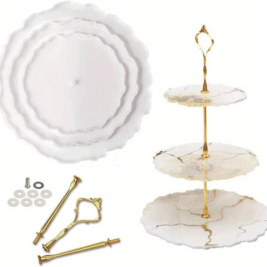 Resin Silica Gel Casting Mold for 3-Layer Cupcake Macaroon Display Rack