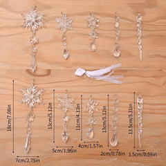 10pcs Christmas Tree Decoration Crystal Ornaments Hanging Acrylic Snowflakes