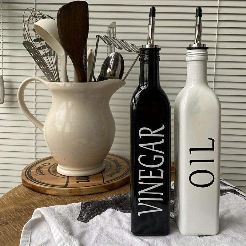 Ceramic Olive Oil & Vinegar Dispenser Set 17oz Kitchen Seasoning Bottle
