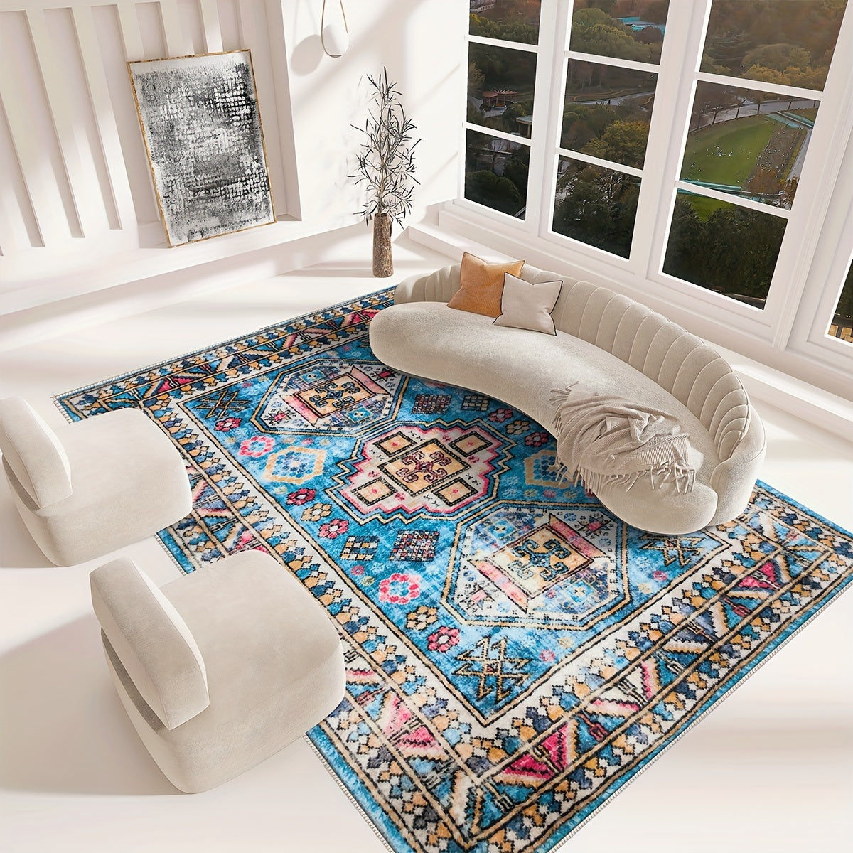 Retro Persian Cashmere Living Room Carpet Sofa Coffee Table Mat