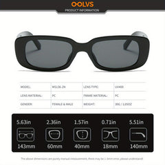 OOLVS Retro Rectangle Sunglasses Men Small Square Sun Glasses UV Protection