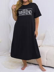 Slogan Print Short Sleeve Nightdress