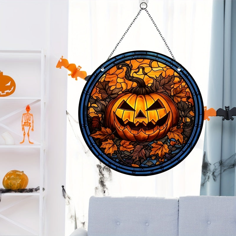 Acrylic Halloween Pumpkin Maple Leaf Stain Window Hanging Wall Decoration