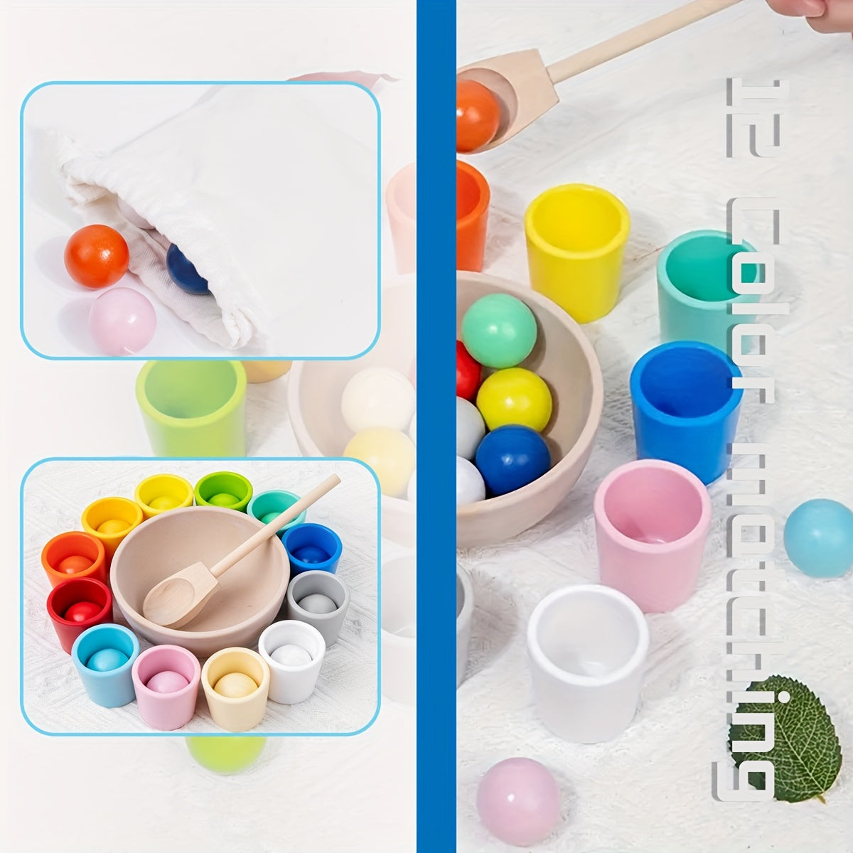 Rainbow Wooden Sorter Game Educational Toy